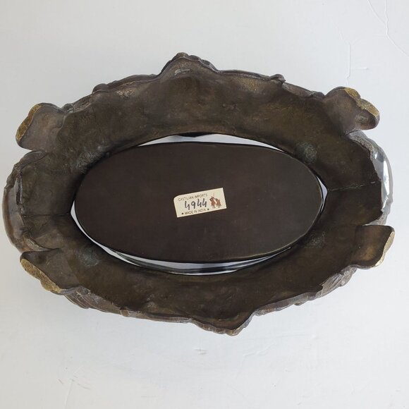 Vtg Brass Italian Style Rococo Jardiniere Planter with Insert  -11.75" Long - Picture 8 of 9